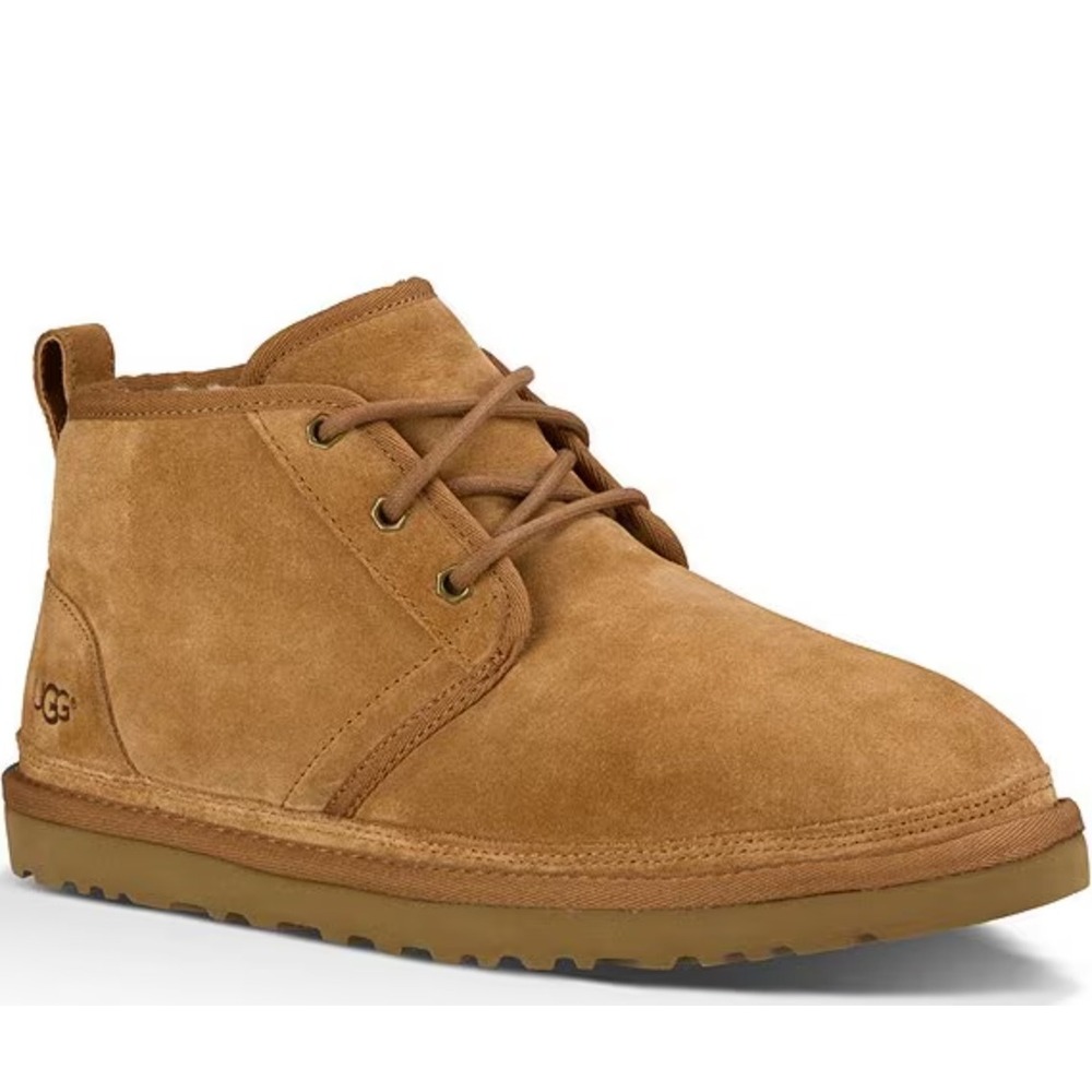 UGG Neumel Boots womens 10 Chestnut Suede Lace Up Chukka Cozy Shearling Fall